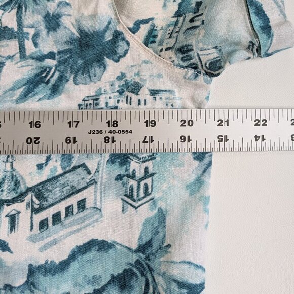 Cynthia Rowley Amalfi Coast Linen Women's Shirt Short Sleeve Sz Small Turquoise - Picture 6 of 11